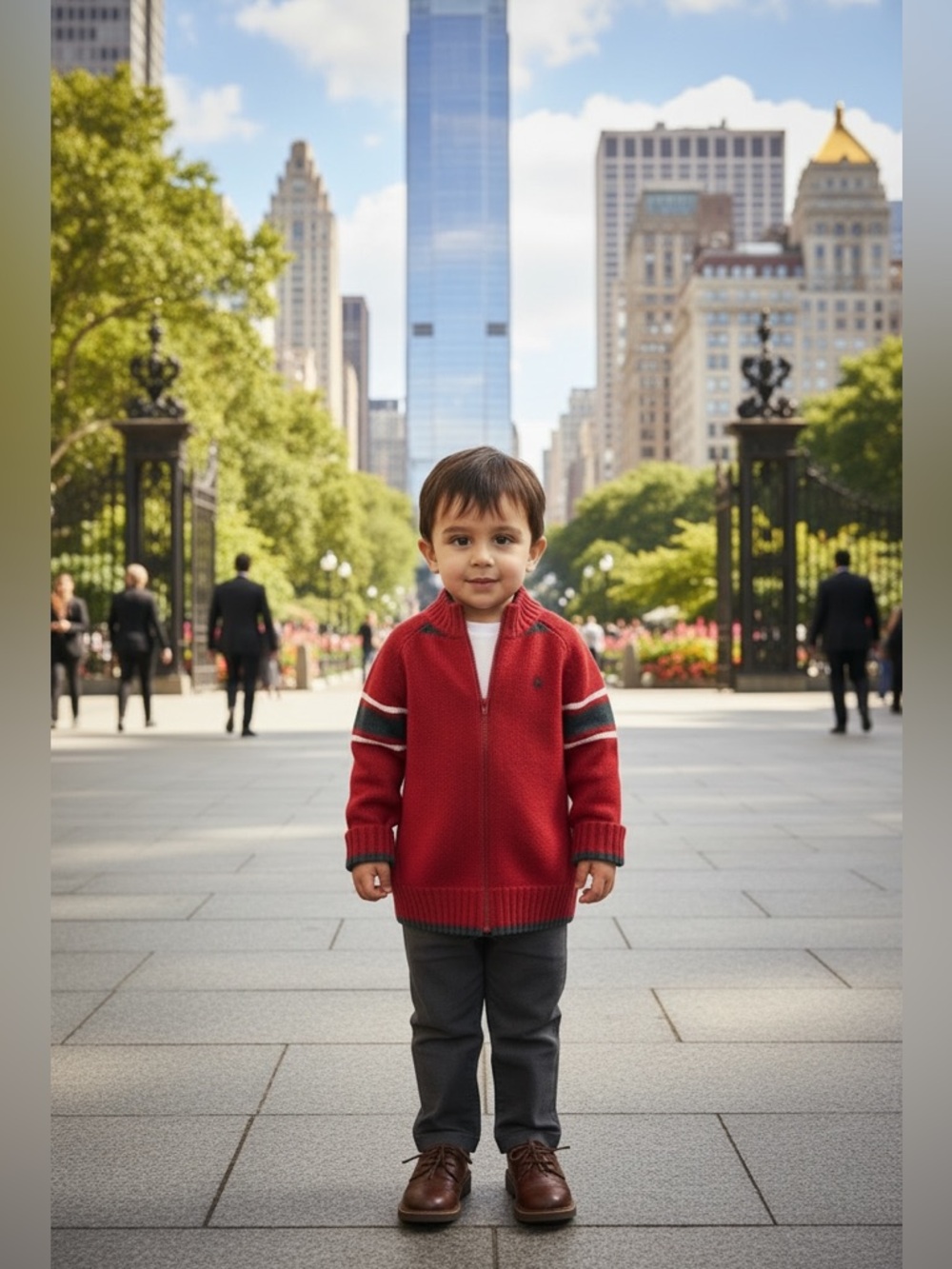 Boys Red Navy Cardigan Trending Varsity Striped Sweater Size 3-4